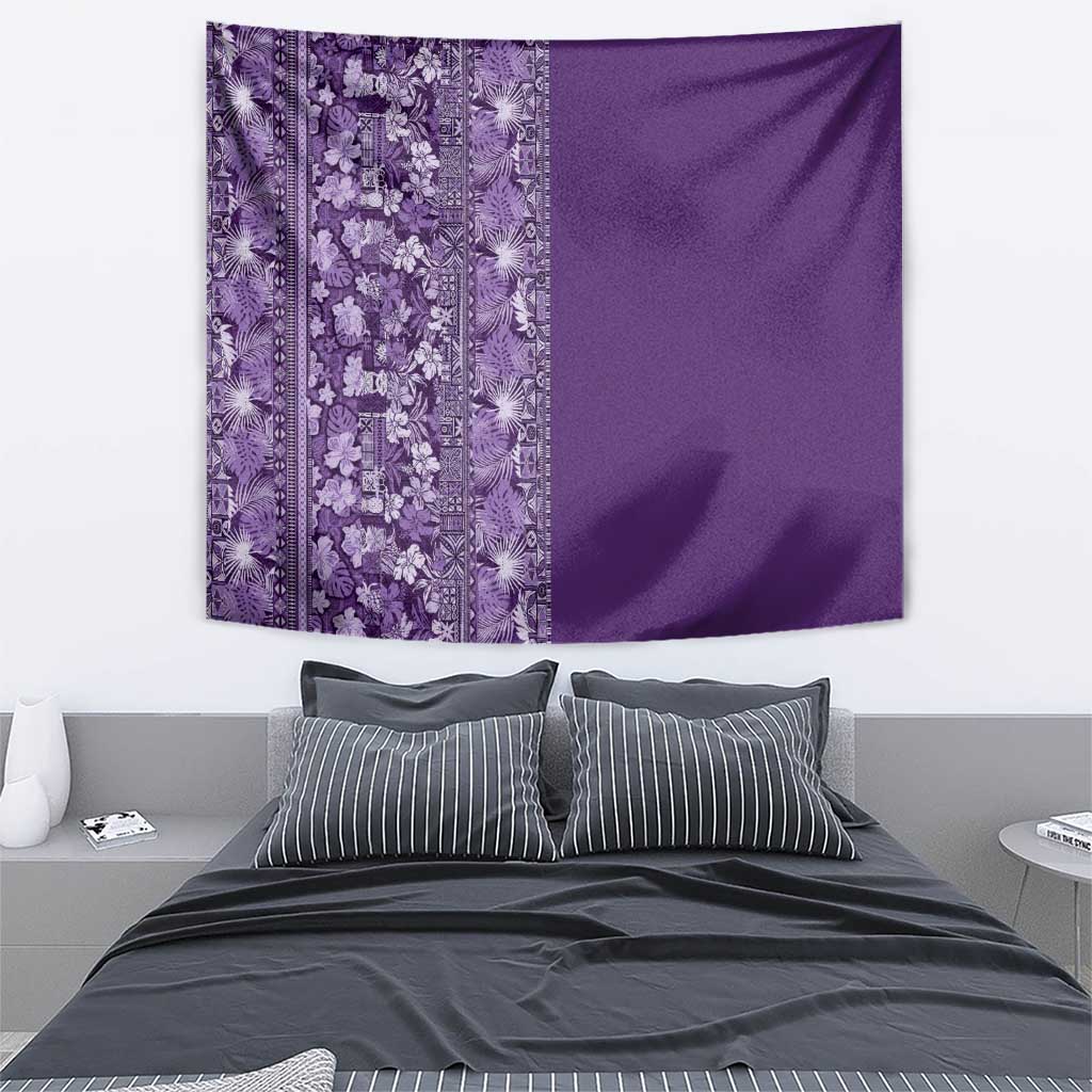 Hawaiian Tribal Elements Hibiscus Tapestry Purple Pattern - Polynesian Pride