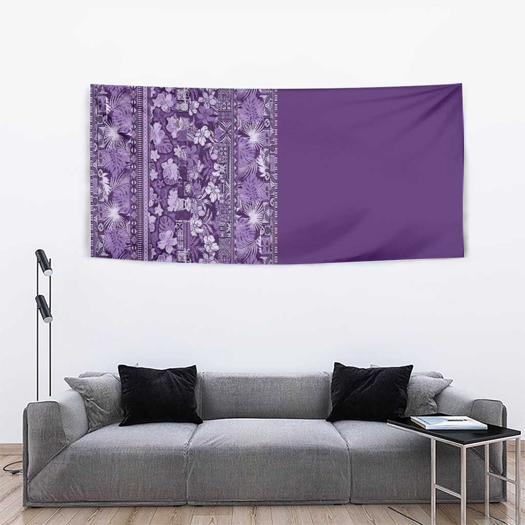 Hawaiian Tribal Elements Hibiscus Tapestry Purple Pattern - Polynesian Pride