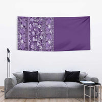 Hawaiian Tribal Elements Hibiscus Tapestry Purple Pattern - Polynesian Pride