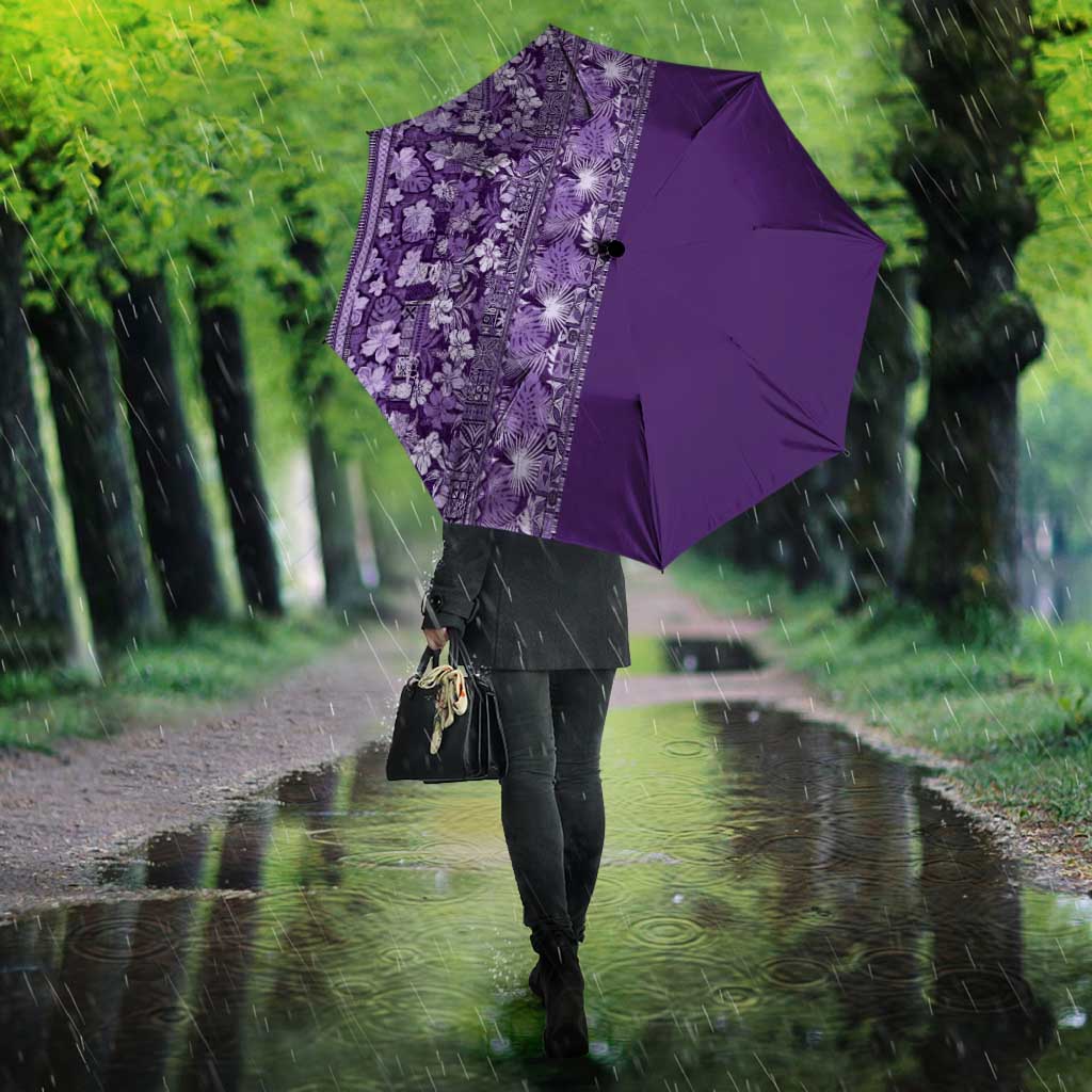 Hawaiian Tribal Elements Hibiscus Umbrella Purple Pattern - Polynesian Pride
