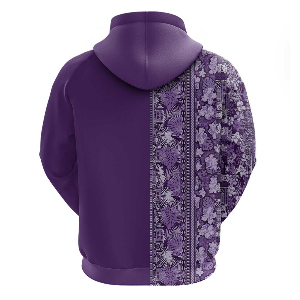 Hawaiian Tribal Elements Hibiscus Zip Hoodie Purple Pattern - Polynesian Pride