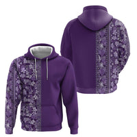 Hawaiian Tribal Elements Hibiscus Zip Hoodie Purple Pattern - Polynesian Pride