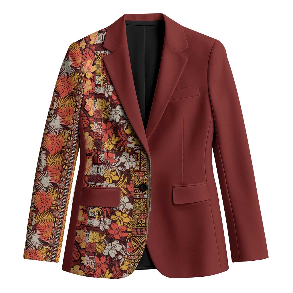 Hawaiian Tribal Elements Hibiscus Blazer Red Pattern - Polynesian Pride