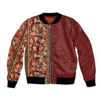 Hawaiian Tribal Elements Hibiscus Bomber Jacket Red Pattern - Polynesian Pride