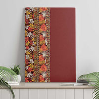 Hawaiian Tribal Elements Hibiscus Canvas Wall Art Red Pattern - Polynesian Pride