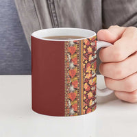 Hawaiian Tribal Elements Hibiscus Ceramic Mug Red Pattern - Polynesian Pride