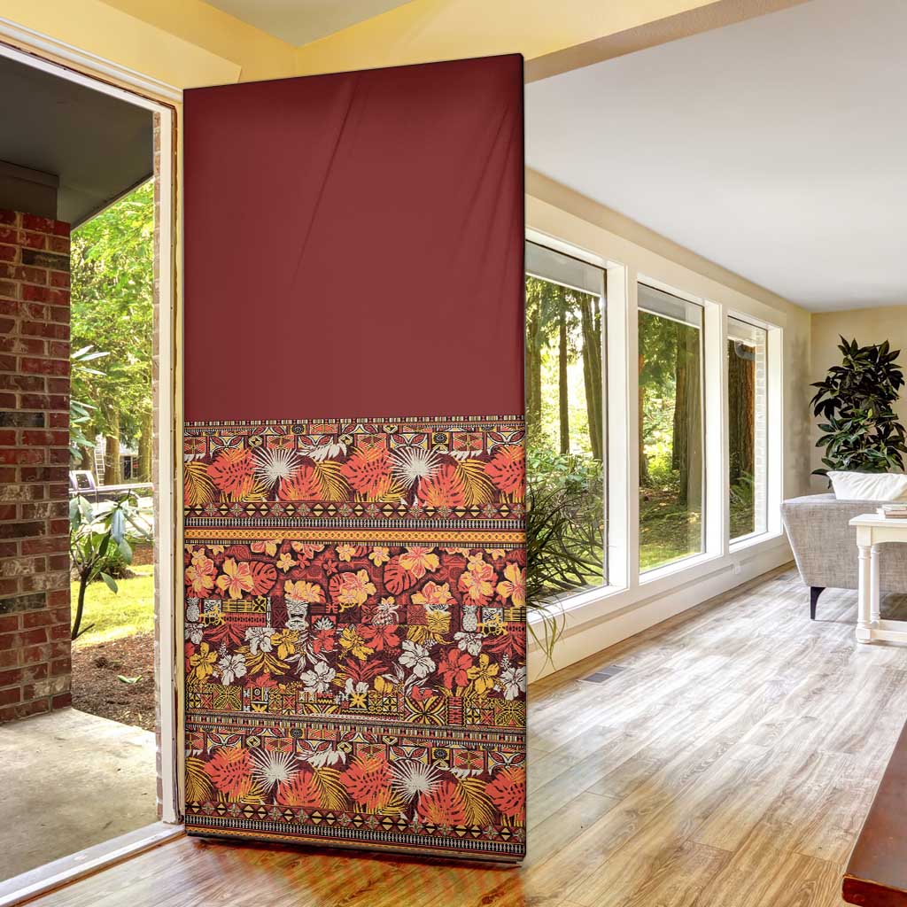 Hawaiian Tribal Elements Hibiscus Door Cover Red Pattern - Polynesian Pride