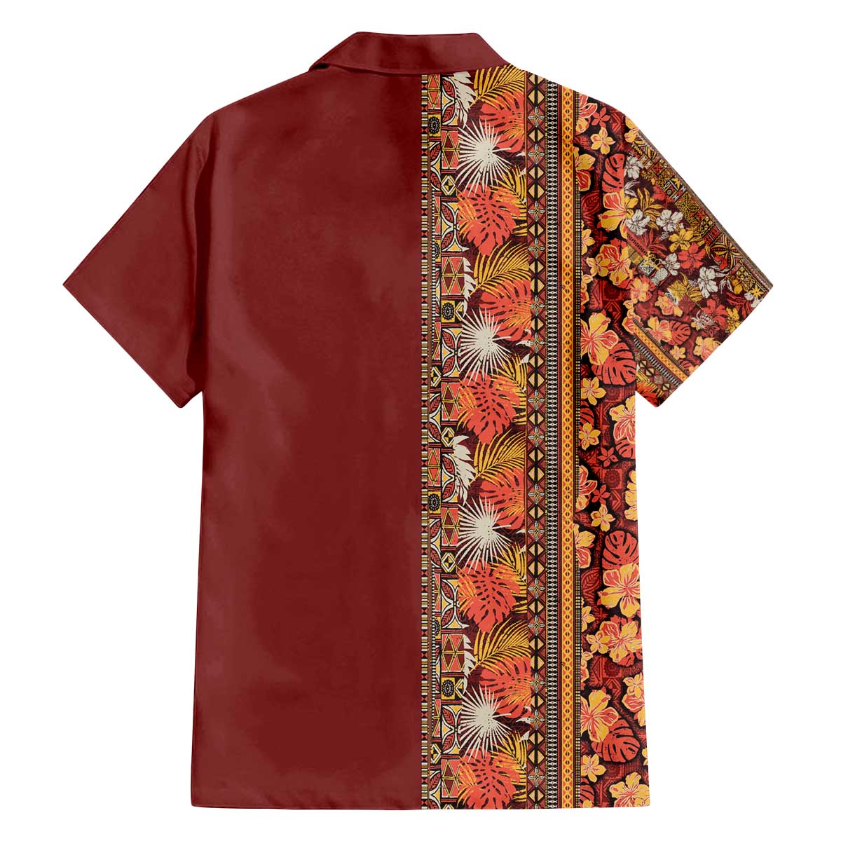 Hawaiian Tribal Elements Hibiscus Family Matching Off The Shoulder Long Sleeve Dress and Hawaiian Shirt Red Pattern - Polynesian Pride