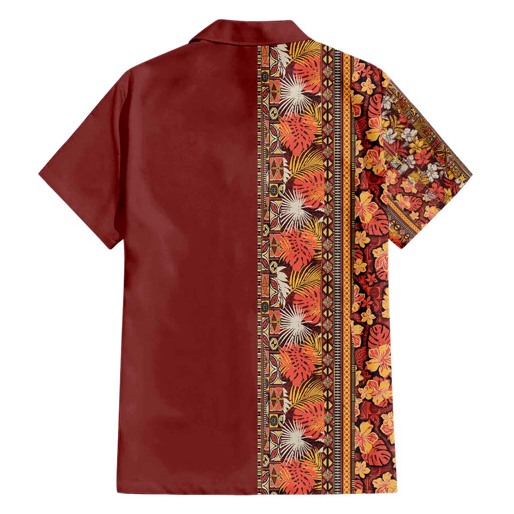 Hawaiian Tribal Elements Hibiscus Hawaiian Shirt Red Pattern - Polynesian Pride