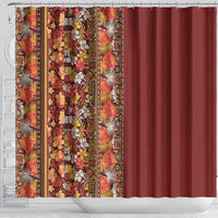 Hawaiian Tribal Elements Hibiscus Shower Curtain Red Pattern - Polynesian Pride