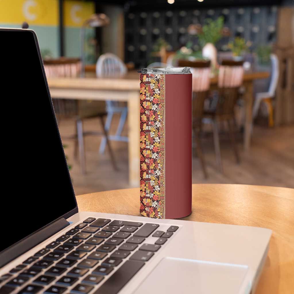 Hawaiian Tribal Elements Hibiscus Skinny Tumbler Red Pattern - Polynesian Pride