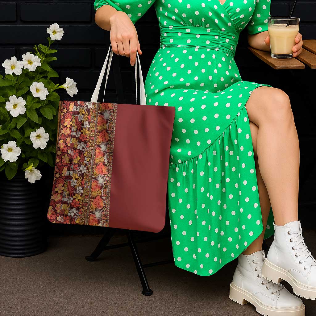 Hawaiian Tribal Elements Hibiscus Tote Bag Red Pattern - Polynesian Pride