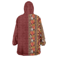 Hawaiian Tribal Elements Hibiscus Wearable Blanket Hoodie Red Pattern - Polynesian Pride