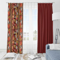 Hawaiian Tribal Elements Hibiscus Window Curtain Red Pattern - Polynesian Pride