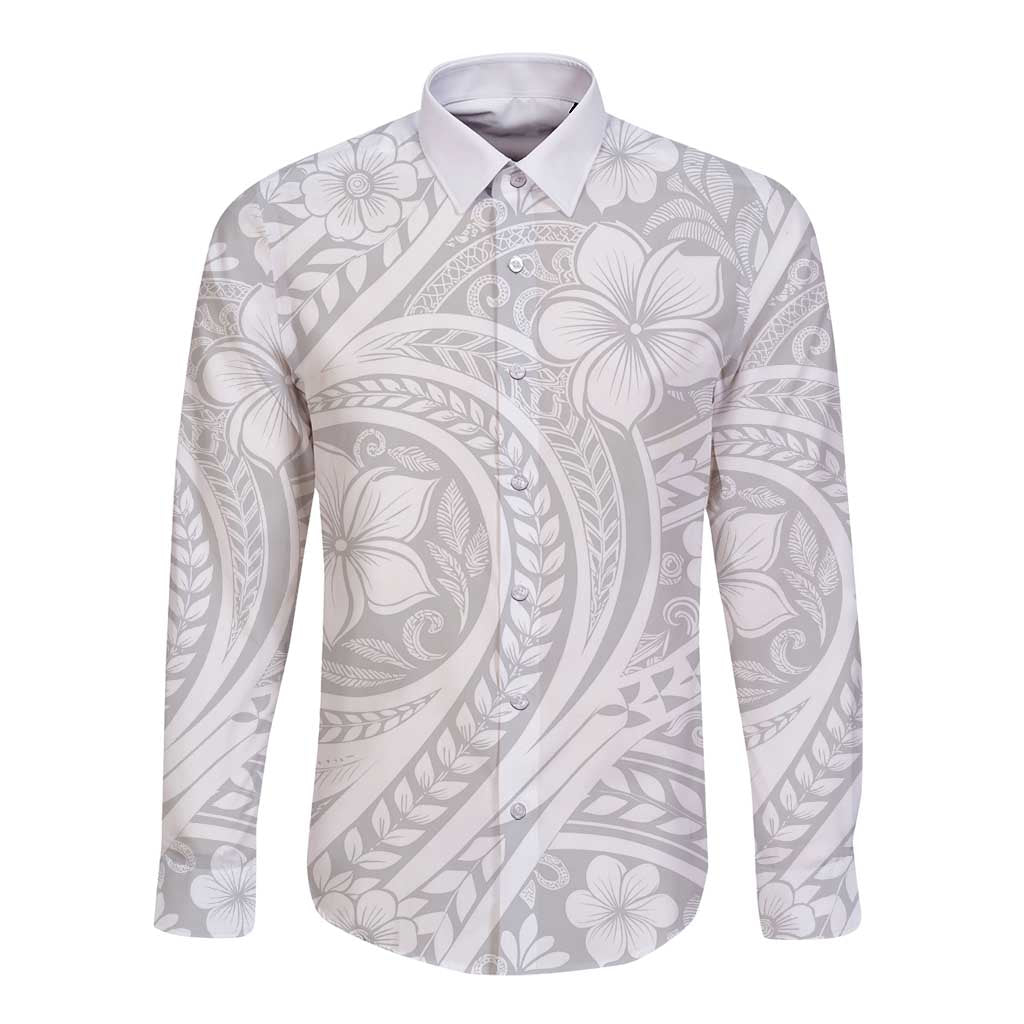 Lotu Tamaiti Samoan Polynesian Tribal Long Sleeve Button Shirt LT9 Unisex White - Polynesian Pride