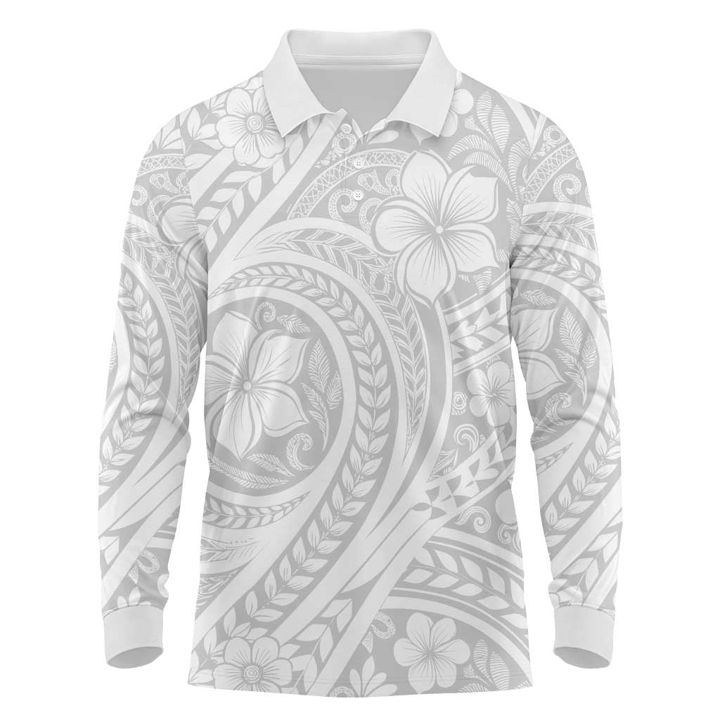 Lotu Tamaiti Samoan Polynesian Tribal Long Sleeve Polo Shirt LT9 White - Polynesian Pride