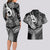 Polynesia Couples Matching Long Sleeve Bodycon Dress and Hawaiian Shirt Whale Tale and Polynesian Sunset Plumeria Black LT9 - Polynesian Pride