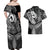 Polynesia Couples Matching Off Shoulder Maxi Dress and Hawaiian Shirt Whale Tale and Polynesian Sunset Plumeria Black LT9 - Polynesian Pride