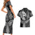 Polynesia Couples Matching Short Sleeve Bodycon Dress and Hawaiian Shirt Whale Tale and Polynesian Sunset Plumeria Black LT9 - Polynesian Pride