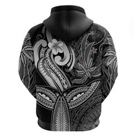 Polynesia Hoodie Whale Tale and Polynesian Sunset Plumeria Black LT9 - Polynesian Pride