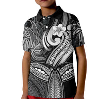 Polynesia Kid Polo Shirt Whale Tale and Polynesian Sunset Plumeria Black LT9 Kid Black - Polynesian Pride