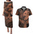 Polynesia Couples Matching Puletasi Dress and Hawaiian Shirt Whale Tale and Polynesian Sunset Plumeria Gold LT9 Gold - Polynesian Pride