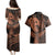 Polynesia Couples Matching Puletasi Dress and Hawaiian Shirt Whale Tale and Polynesian Sunset Plumeria Gold LT9 - Polynesian Pride