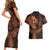 Polynesia Couples Matching Short Sleeve Bodycon Dress and Hawaiian Shirt Whale Tale and Polynesian Sunset Plumeria Gold LT9 - Polynesian Pride