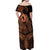 Polynesia Off Shoulder Maxi Dress Whale Tale and Polynesian Sunset Plumeria Gold LT9 - Polynesian Pride