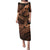 Polynesia Puletasi Whale Tale and Polynesian Sunset Plumeria Gold LT9 Long Dress Gold - Polynesian Pride