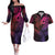 Polynesia Couples Matching Off The Shoulder Long Sleeve Dress and Hawaiian Shirt Whale Tale and Polynesian Sunset Plumeria Pink LT9 Pink - Polynesian Pride