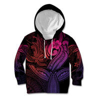 Polynesia Kid Hoodie Whale Tale and Polynesian Sunset Plumeria Pink LT9 Hoodie Pink - Polynesian Pride