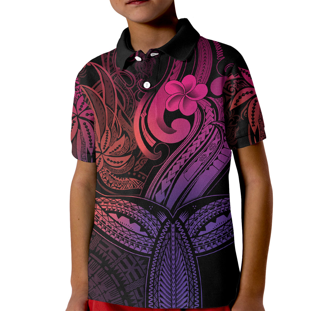 Polynesia Kid Polo Shirt Whale Tale and Polynesian Sunset Plumeria Pink LT9 Kid Pink - Polynesian Pride
