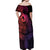 Polynesia Off Shoulder Maxi Dress Whale Tale and Polynesian Sunset Plumeria Pink LT9 - Polynesian Pride