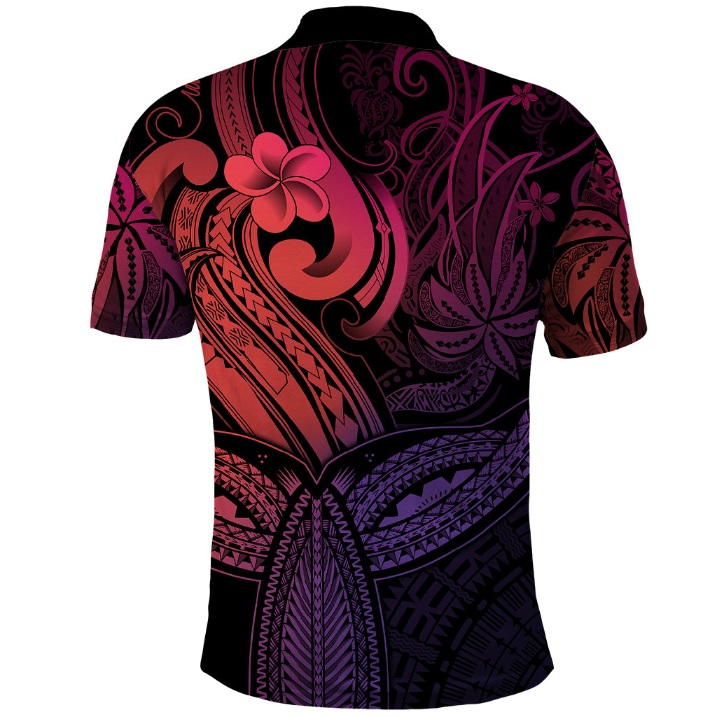 Polynesia Polo Shirt Whale Tale and Polynesian Sunset Plumeria Pink LT9 - Polynesian Pride