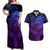 Polynesia Couples Matching Off Shoulder Maxi Dress and Hawaiian Shirt Whale Tale and Polynesian Sunset Plumeria Purple LT9 Purple - Polynesian Pride