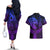 Polynesia Couples Matching Off The Shoulder Long Sleeve Dress and Hawaiian Shirt Whale Tale and Polynesian Sunset Plumeria Purple LT9 - Polynesian Pride