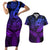 Polynesia Couples Matching Short Sleeve Bodycon Dress and Hawaiian Shirt Whale Tale and Polynesian Sunset Plumeria Purple LT9 Purple - Polynesian Pride