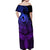 Polynesia Off Shoulder Maxi Dress Whale Tale and Polynesian Sunset Plumeria Purple LT9 - Polynesian Pride