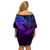 Polynesia Off Shoulder Short Dress Whale Tale and Polynesian Sunset Plumeria Purple LT9 - Polynesian Pride