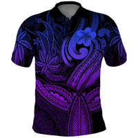 Polynesia Polo Shirt Whale Tale and Polynesian Sunset Plumeria Purple LT9 Purple - Polynesian Pride