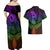 Polynesia Couples Matching Off Shoulder Maxi Dress and Hawaiian Shirt Whale Tale and Polynesian Sunset Plumeria Rainbow LT9 - Polynesian Pride