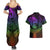 Polynesia Couples Matching Summer Maxi Dress and Hawaiian Shirt Whale Tale and Polynesian Sunset Plumeria Rainbow LT9 - Polynesian Pride