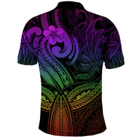 Polynesia Polo Shirt Whale Tale and Polynesian Sunset Plumeria Rainbow LT9 - Polynesian Pride
