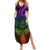 Polynesia Summer Maxi Dress Whale Tale and Polynesian Sunset Plumeria Rainbow LT9 Women Rainbow - Polynesian Pride