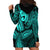 Polynesia Hoodie Dress Whale Tale and Polynesian Sunset Plumeria Turquoise LT9 - Polynesian Pride