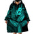 Polynesia Wearable Blanket Hoodie Whale Tale and Polynesian Sunset Plumeria Turquoise LT9 - Polynesian Pride