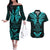 FSM Chuuk States Couples Matching Off The Shoulder Long Sleeve Dress and Hawaiian Shirt Micronesia Vintage Polynesian Tribal Aqua Version LT9 Aqua - Polynesian Pride