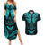 FSM Chuuk States Couples Matching Summer Maxi Dress and Hawaiian Shirt Micronesia Vintage Polynesian Tribal Aqua Version LT9 Aqua - Polynesian Pride