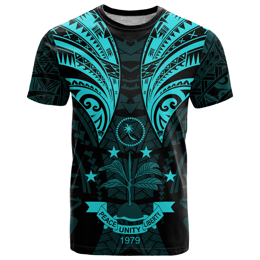 FSM Chuuk States T Shirt Micronesia Vintage Polynesian Tribal Aqua Version LT9 Aqua - Polynesian Pride
